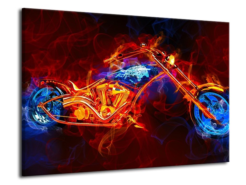 Glas schilderij Motor | Rood, Blauw, Rood | 70x50cm 1Luik
