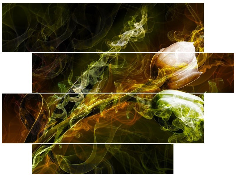 Glas schilderij Tulp | Groen, Geel, Zwart | 115x85cm 4Luik