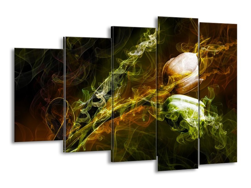 Glas schilderij Tulp | Groen, Geel, Zwart | 150x100cm 5Luik
