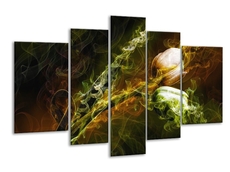 Glas schilderij Tulp | Groen, Geel, Zwart | 170x100cm 5Luik