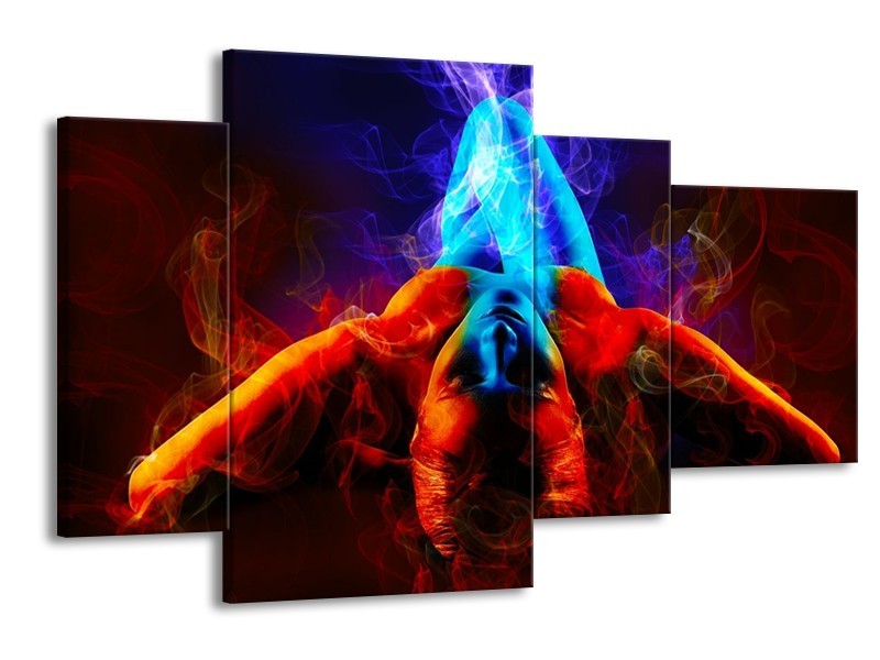 Glas schilderij Kunst | Rood, Blauw, Rood | 120x75cm 4Luik