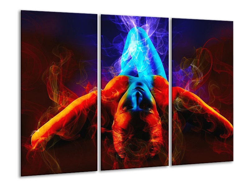 Canvas schilderij Kunst | Rood, Blauw, Rood | 120x80cm 3Luik