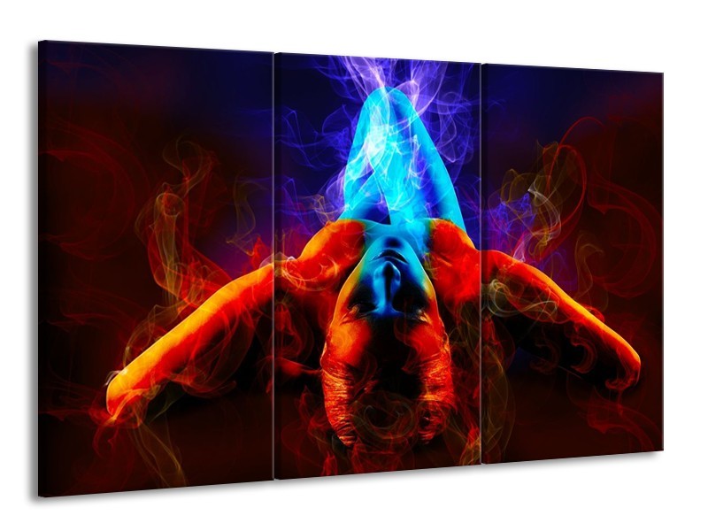 Canvas schilderij Kunst | Rood, Blauw, Rood | 165x100cm 3Luik