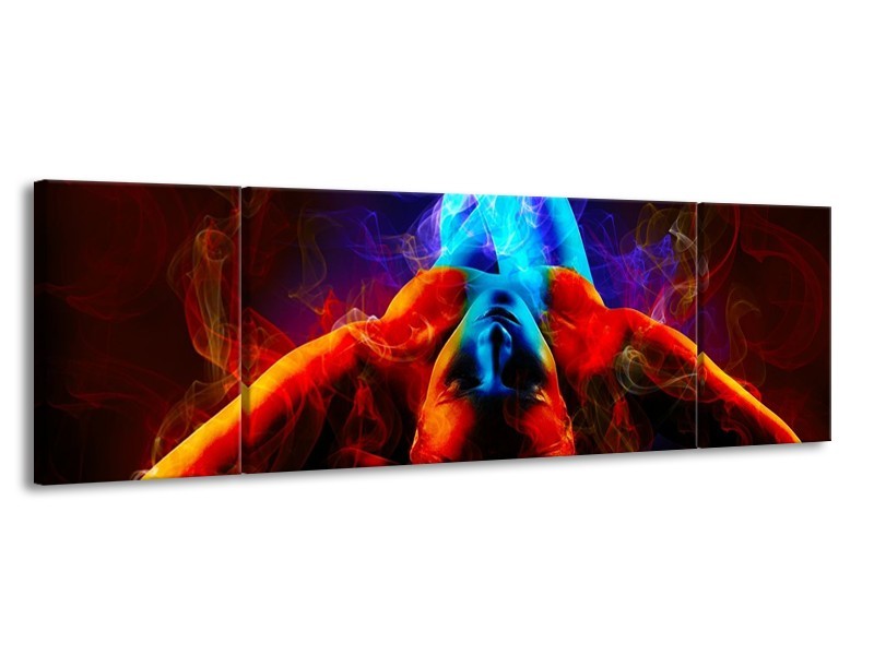 Glas schilderij Kunst | Rood, Blauw, Rood | 170x50cm 3Luik