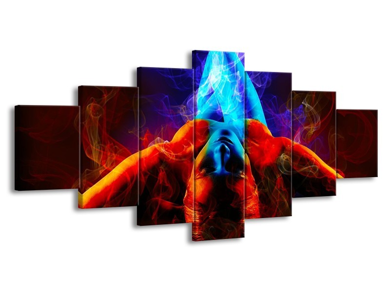 Glas schilderij Kunst | Rood, Blauw, Rood | 210x100cm 7Luik