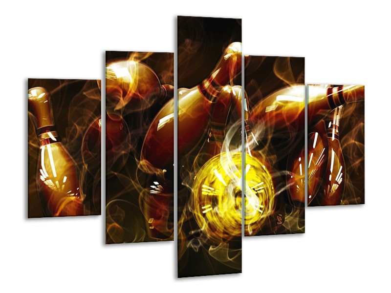 Glas schilderij Spel | Bruin, Geel, Zwart | 100x70cm 5Luik