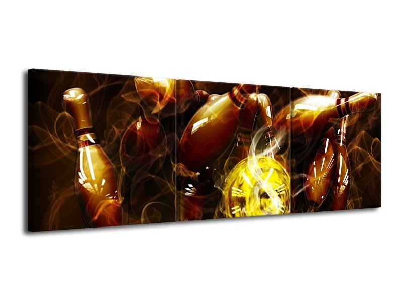 Glas schilderij Spel | Bruin, Geel, Zwart | 120x40cm 3Luik