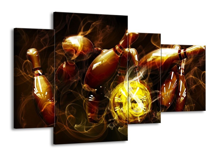 Glas schilderij Spel | Bruin, Geel, Zwart | 120x75cm 4Luik