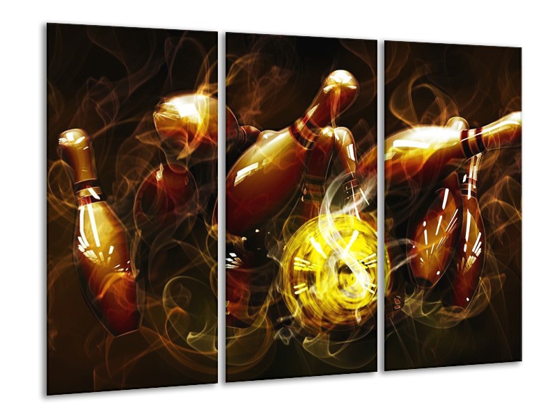 Glas schilderij Spel | Bruin, Geel, Zwart | 120x80cm 3Luik