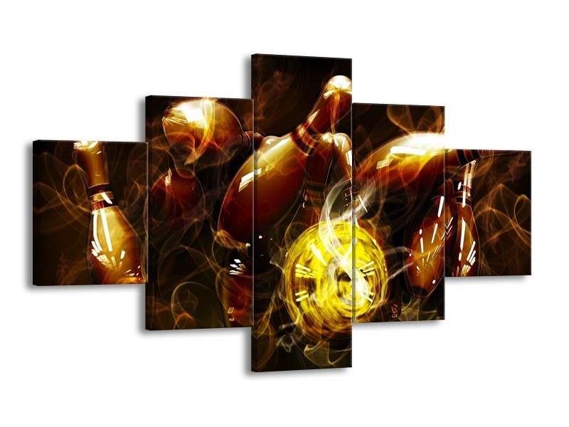 Glas schilderij Spel | Bruin, Geel, Zwart | 125x70cm 5Luik