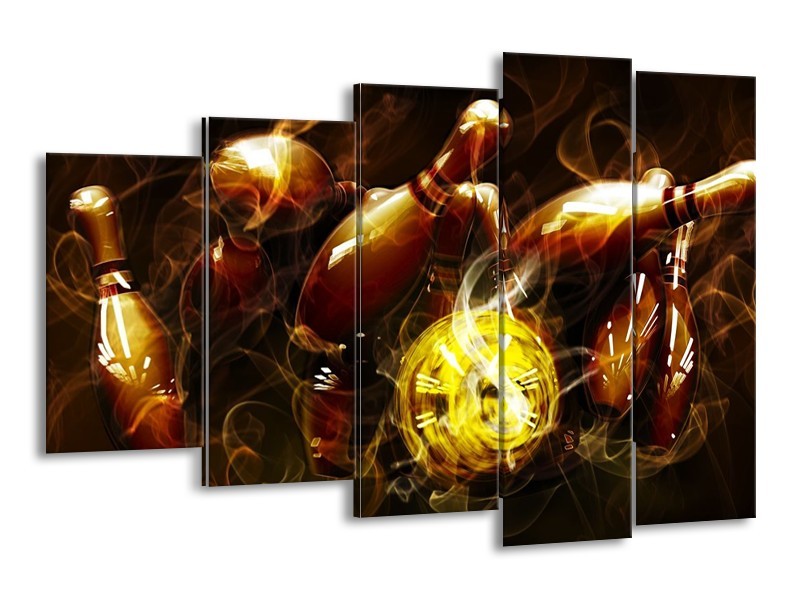 Glas schilderij Spel | Bruin, Geel, Zwart | 150x100cm 5Luik