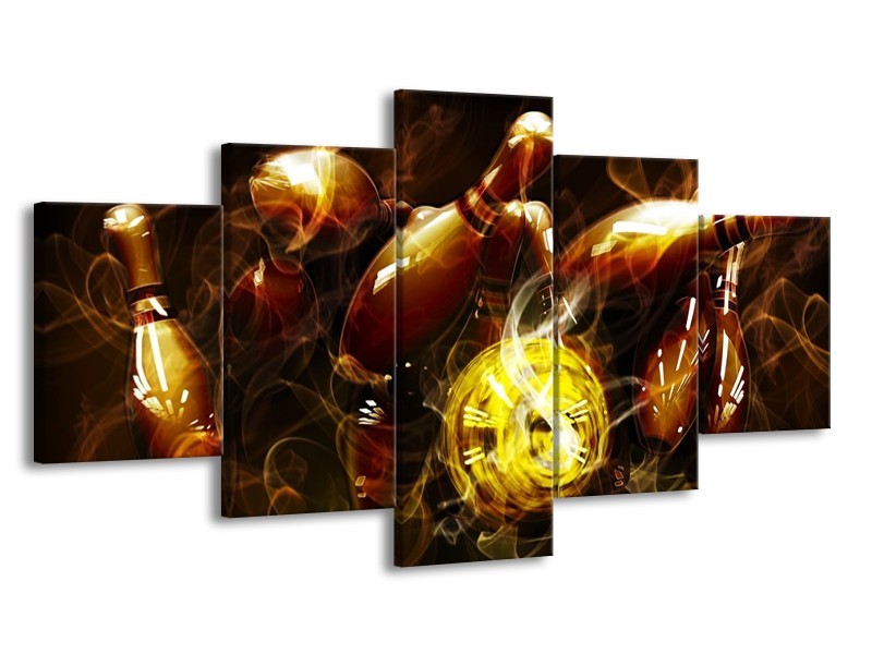 Glas schilderij Spel | Bruin, Geel, Zwart | 150x80cm 5Luik