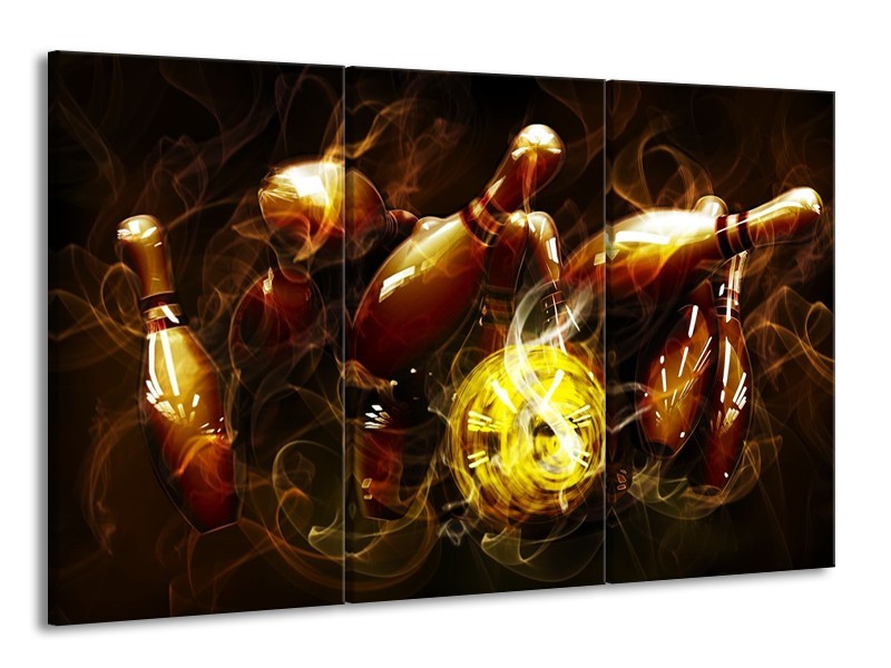 Canvas schilderij Spel | Bruin, Geel, Zwart | 165x100cm 3Luik