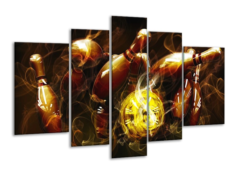 Glas schilderij Spel | Bruin, Geel, Zwart | 170x100cm 5Luik