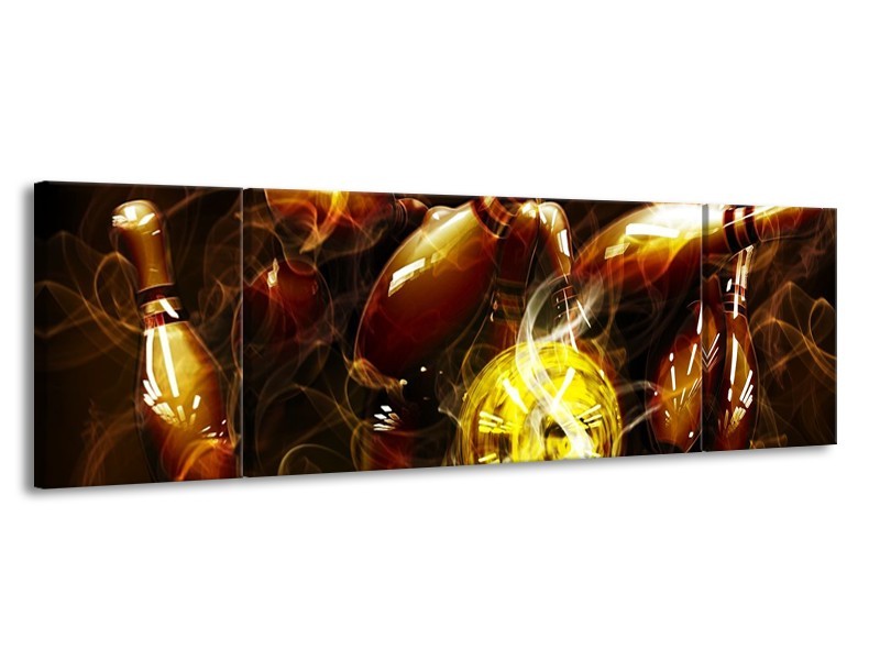 Canvas schilderij Spel | Bruin, Geel, Zwart | 170x50cm 3Luik