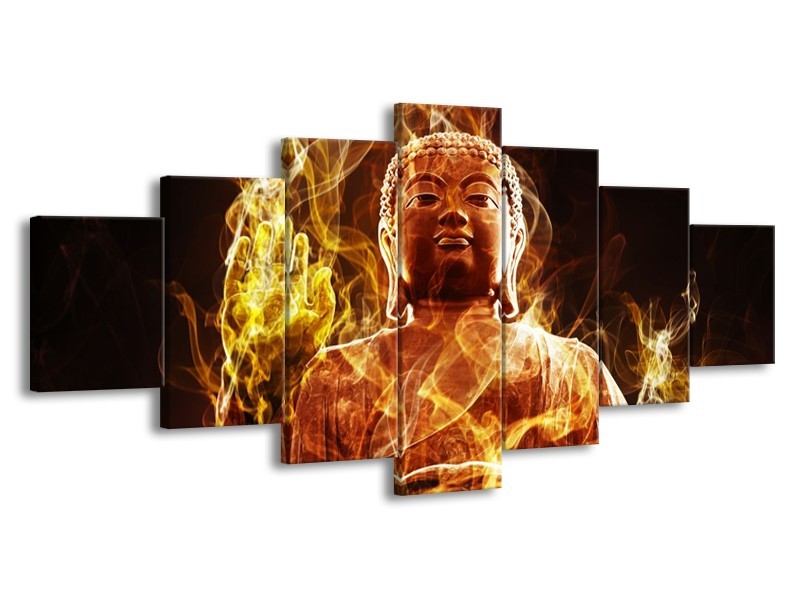 Glas schilderij Boeddha | Bruin, Geel, Zwart | 210x100cm 7Luik