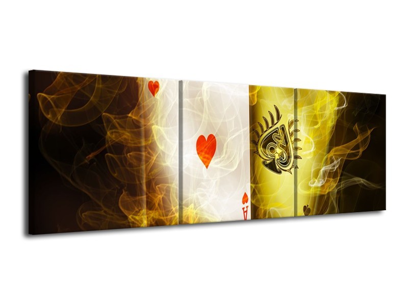 Glas schilderij Spel | Geel, Wit, Groen | 120x40cm 3Luik