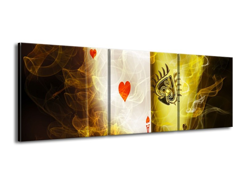 Canvas schilderij Spel | Geel, Wit, Groen | 150x50cm 3Luik