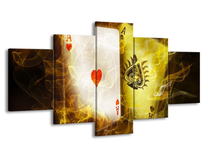 Canvas schilderij Spel | Geel, Wit, Groen | 150x80cm 5Luik