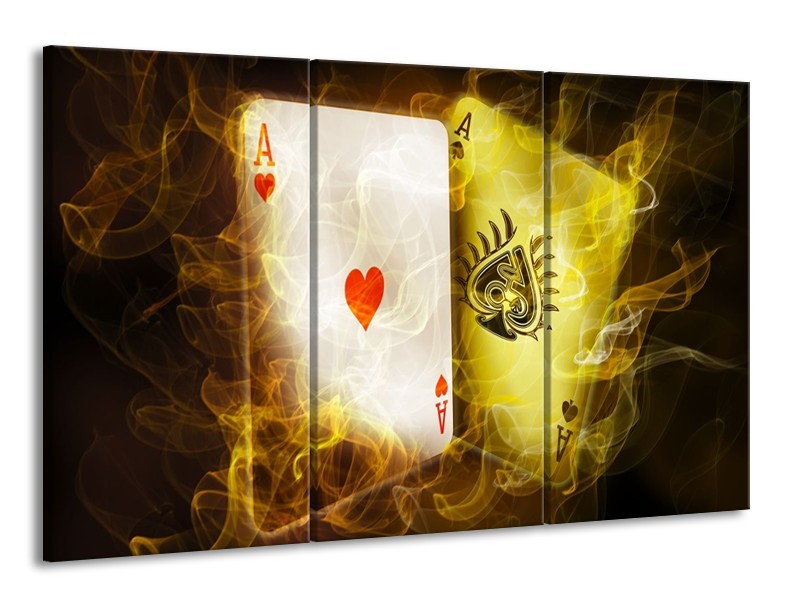 Canvas schilderij Spel | Geel, Wit, Groen | 165x100cm 3Luik