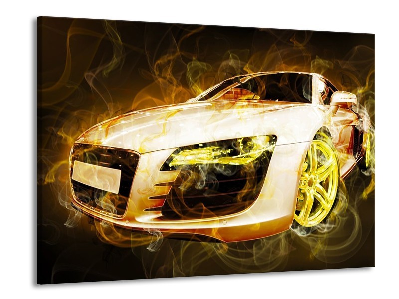 Glas schilderij Audi | Geel, Wit, Groen | 100x70cm 1Luik