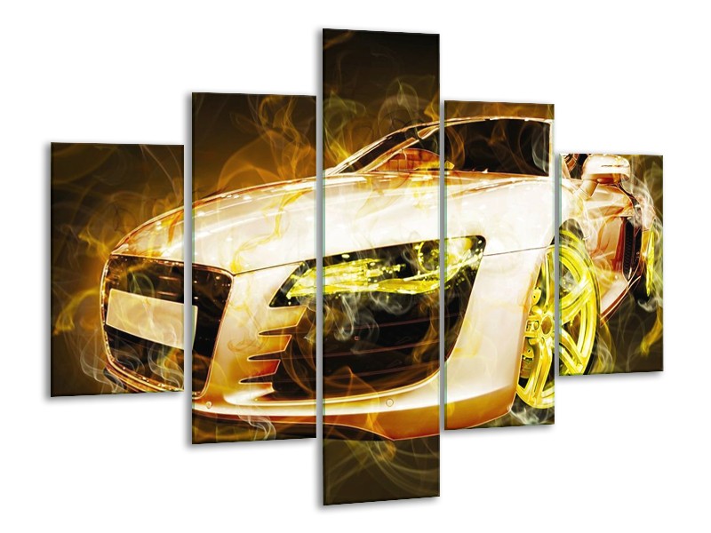 Canvas schilderij Audi | Geel, Wit, Groen | 100x70cm 5Luik