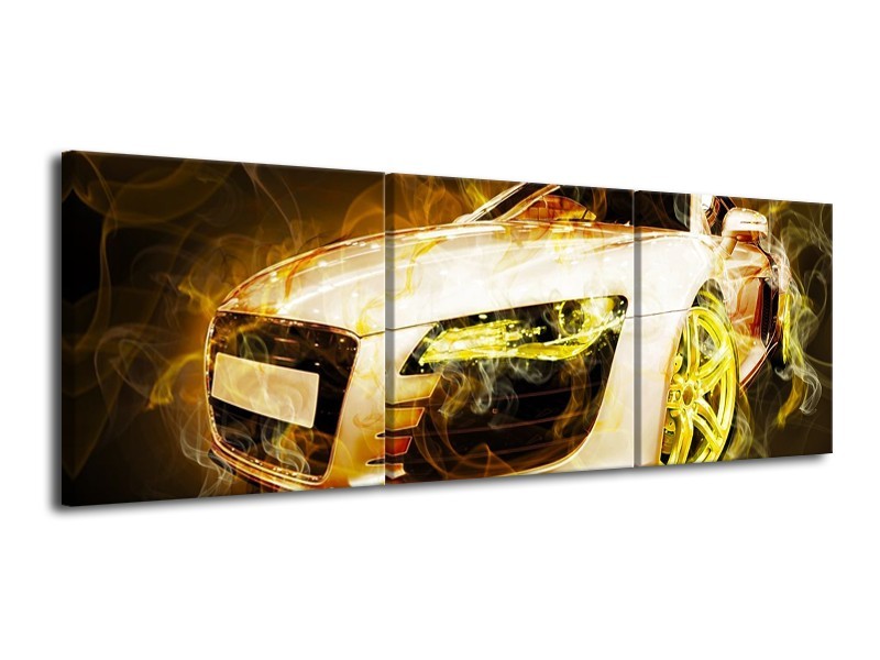 Canvas schilderij Audi | Geel, Wit, Groen | 120x40cm 3Luik