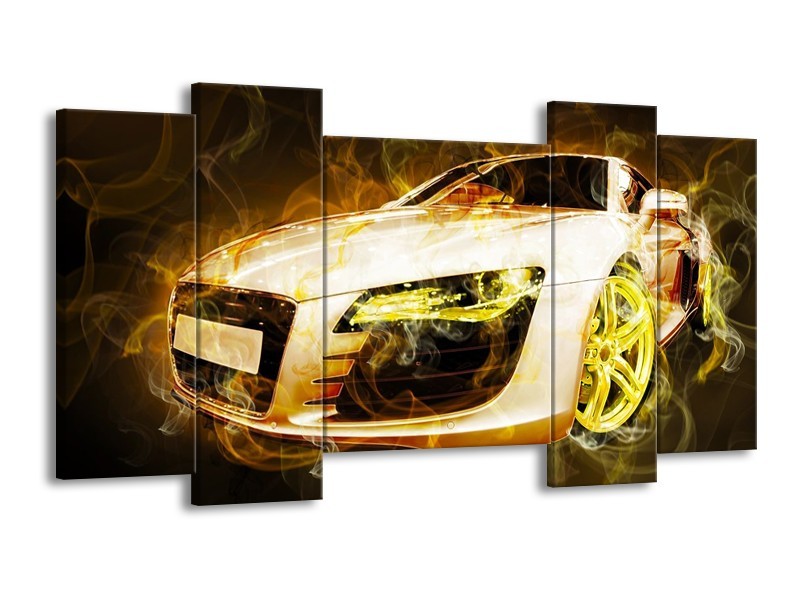 Glas schilderij Audi | Geel, Wit, Groen | 120x65cm 5Luik