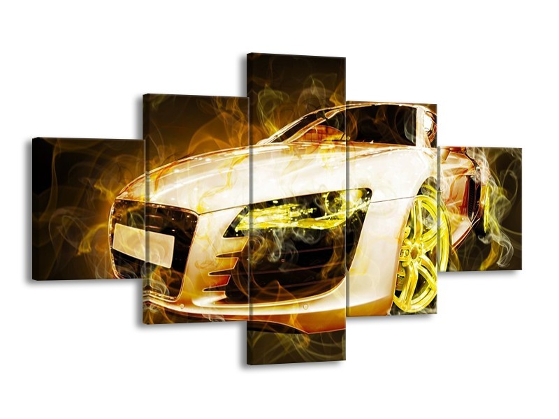 Glas schilderij Audi | Geel, Wit, Groen | 125x70cm 5Luik