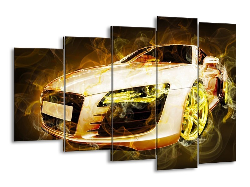 Canvas schilderij Audi | Geel, Wit, Groen | 150x100cm 5Luik