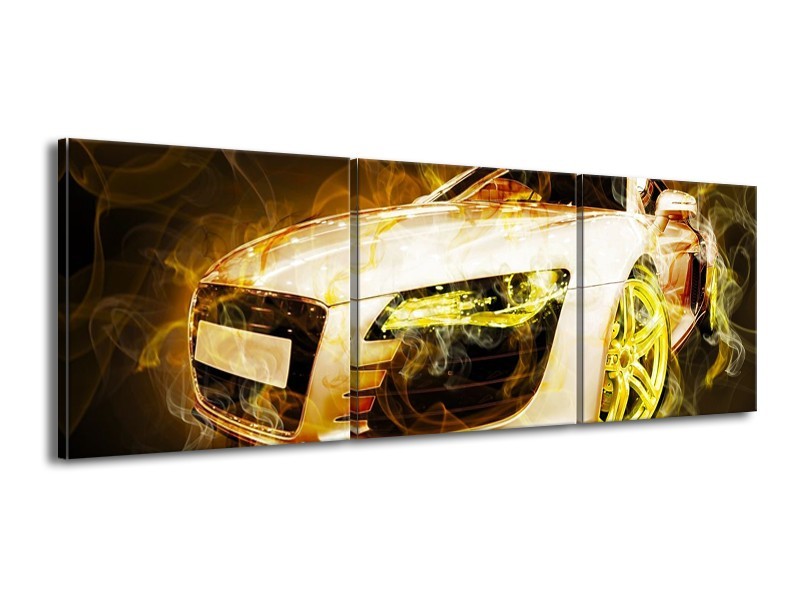 Canvas schilderij Audi | Geel, Wit, Groen | 150x50cm 3Luik