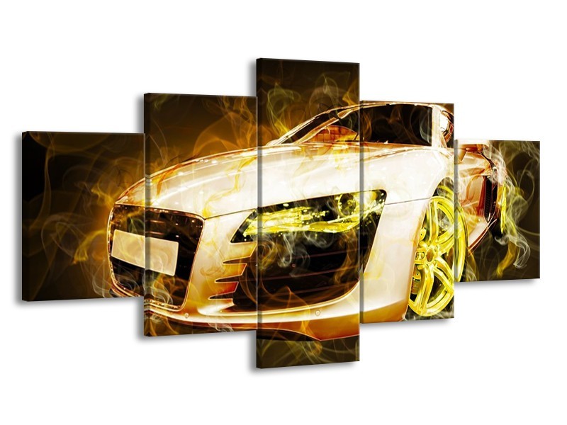 Glas schilderij Audi | Geel, Wit, Groen | 150x80cm 5Luik