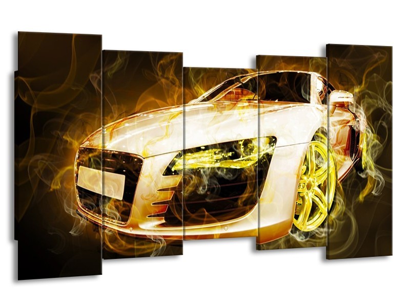Glas schilderij Audi | Geel, Wit, Groen | 150x80cm 5Luik