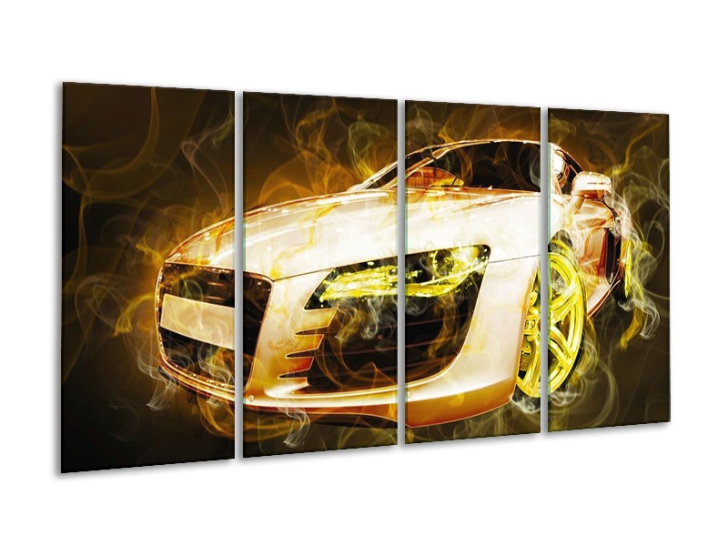 Canvas schilderij Audi | Geel, Wit, Groen | 160x80cm 4Luik