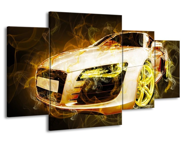 Glas schilderij Audi | Geel, Wit, Groen | 160x90cm 4Luik