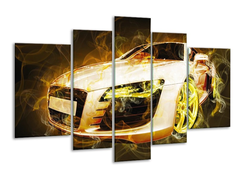 Canvas schilderij Audi | Geel, Wit, Groen | 170x100cm 5Luik