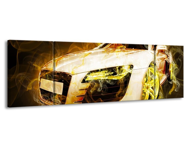 Glas schilderij Audi | Geel, Wit, Groen | 170x50cm 3Luik