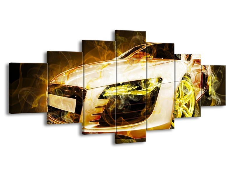Canvas schilderij Audi | Geel, Wit, Groen | 210x100cm 7Luik