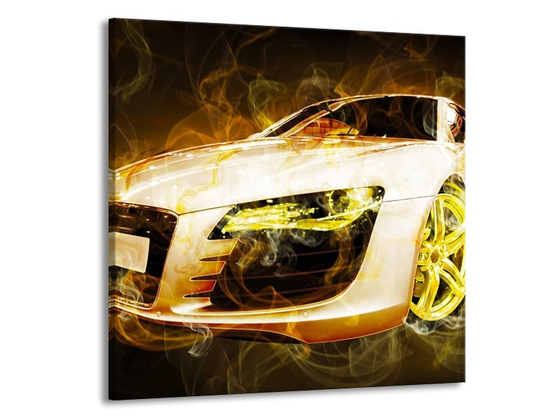 Glas schilderij Audi | Geel, Wit, Groen | 70x70cm 1Luik