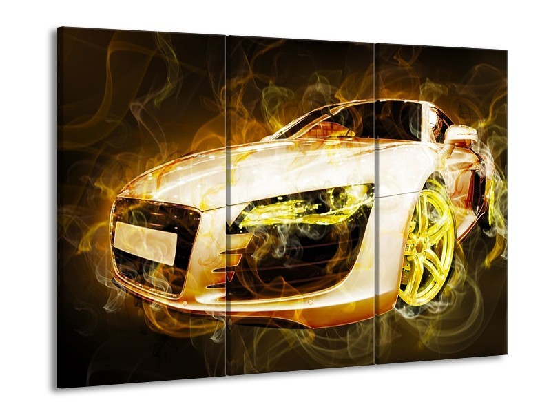 Canvas schilderij Audi | Geel, Wit, Groen | 90x60cm 3Luik