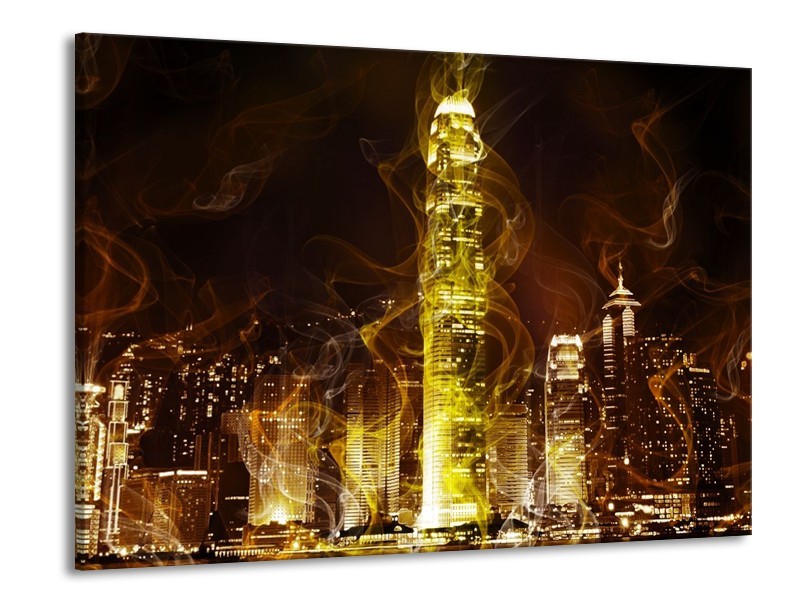 Canvas schilderij Modern | Geel, Wit, Groen | 100x70cm 1Luik