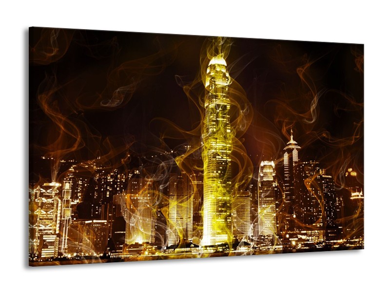 Canvas schilderij Modern | Geel, Wit, Groen | 140x90cm 1Luik