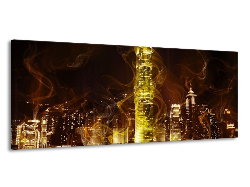 Glas schilderij Modern | Geel, Wit, Groen | 145x58cm 1Luik