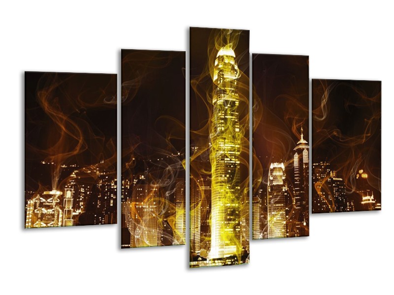 Glas schilderij Modern | Geel, Wit, Groen | 170x100cm 5Luik