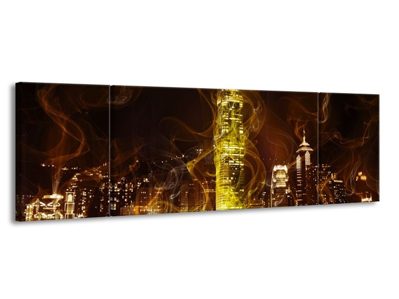 Glas schilderij Modern | Geel, Wit, Groen | 170x50cm 3Luik