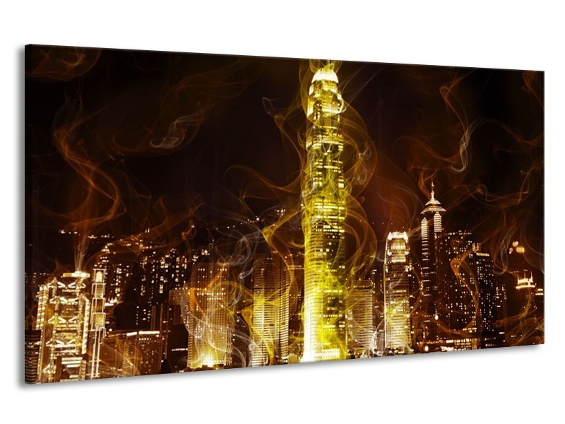 Canvas schilderij Modern | Geel, Wit, Groen | 190x100cm 1Luik