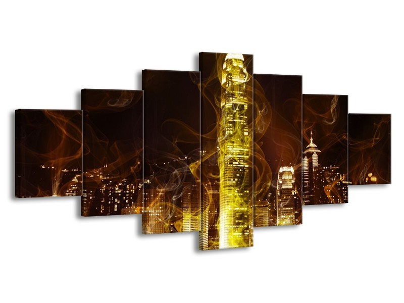 Glas schilderij Modern | Geel, Wit, Groen | 210x100cm 7Luik