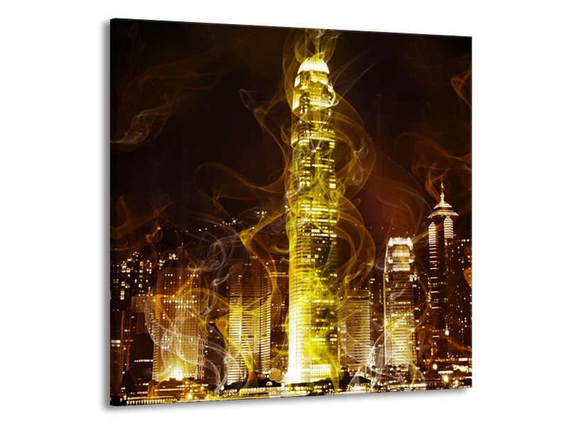 Glas schilderij Modern | Geel, Wit, Groen | 50x50cm 1Luik