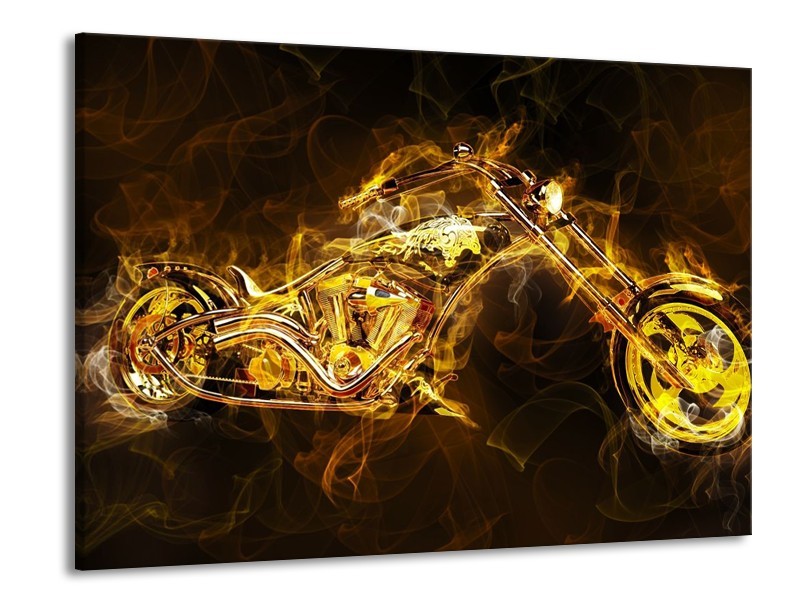 Canvas schilderij Motor | Geel, Wit, Groen | 100x70cm 1Luik