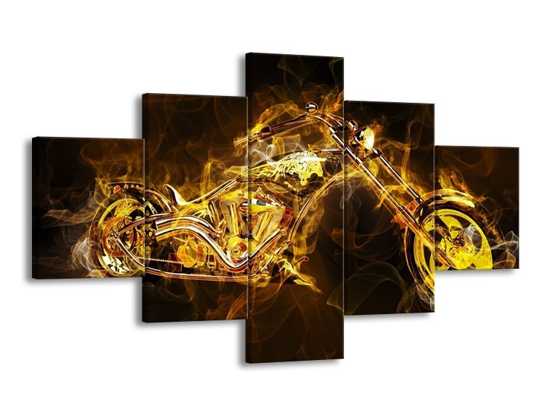 Glas schilderij Motor | Geel, Wit, Groen | 125x70cm 5Luik